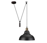 LEDSone Lámpara colgante, altura ajustable, iluminación de polea industrial, lámpara colgante de techo rústica, lámpara de isla Edison para granja, comedor, cocina, pasillo (Negro)