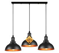 LEDSone Lámpara colgante de metal, accesorio de techo ajustable de 3 cabezales, lámpara colgante E27 para comedor, cocina, bar, restaurante, dormitorio. (Negro con curvas)