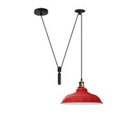 LEDSone Lámpara colgante de techo con cable ajustable de 195 cm, metal industrial, pantalla curva de 32 cm, soporte de lámpara E27, iluminación colgante de techo para sala de estar, comedor (Rojo)