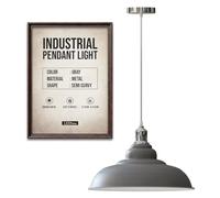 LEDSone Lámpara colgante de techo de estilo retro industrial rojo con pantalla de metal de 32 cm, kit de iluminación E27 (Gris)