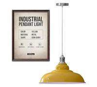 LEDSone Lámpara colgante de techo de estilo retro industrial rojo con pantalla de metal de 32 cm, kit de iluminación E27 (Amarillo)