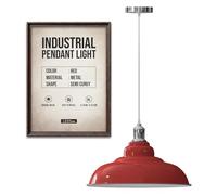 LEDSone Lámpara colgante de techo de estilo retro industrial rojo con pantalla de metal de 32 cm, kit de iluminación E27 (Rojo)
