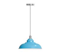 LEDSone Lámpara colgante de techo de estilo retro industrial rojo con pantalla de metal de 32 cm, kit de iluminación E27 (Azul claro)