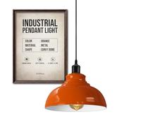 LEDSone Lámpara colgante de techo estilo retro industrial vintage con pantallas de cúpula curvada en color naranja, soporte E27 (Naranja)