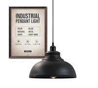 LEDSone Lámpara colgante de techo estilo retro industrial vintage con pantallas de cúpula curvada en color naranja, soporte E27 (Negro)