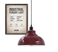 LEDSone Lámpara colgante de techo estilo retro industrial vintage con pantallas de cúpula curvada en color naranja, soporte E27 (borgoña)