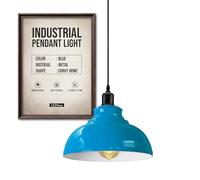 LEDSone Lámpara colgante de techo estilo retro industrial vintage con pantallas de cúpula curvada en color naranja, soporte E27 (Azul)