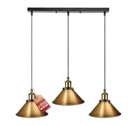 LEDSone Lámpara colgante de techo industrial vintage de latón amarillo de 3 cabezales, estilo loft, lámpara colgante de techo de metal para isla de cocina, sala de estar, comedor, kit de soporte E27