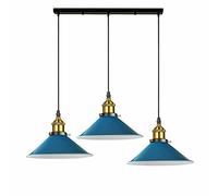 LEDSone Lámpara colgante industrial de 3 luces E27, ajustable, de metal, lámpara de techo, lámparas colgantes azules para cocina, isla de comedor, granero.