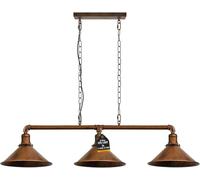 LEDSone Lámpara colgante industrial de 3 vías con base E27, de cobre cepillado, estilo retro, estilo steampunk, barra de luz, iluminación vintage