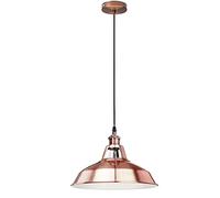 LEDSone Lámpara colgante industrial de cobre de 30 cm, lámpara colgante de techo de metal con cable E27 ajustable para isla de cocina, comedor, sala de estar y restaurante