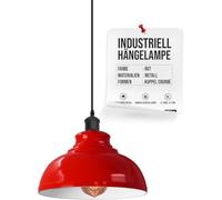 LEDSone Lámpara colgante industrial retro, lámpara de techo, lámpara vintage, iluminación de techo, pantalla de metal para (Rojo, Con bombilla)