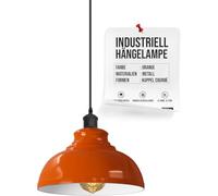 LEDSone Lámpara colgante industrial retro, lámpara de techo, lámpara vintage, iluminación de techo, pantalla de metal para (Naranja, Con bombilla)