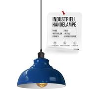 LEDSone Lámpara colgante industrial retro, lámpara de techo, lámpara vintage, iluminación de techo, pantalla de metal para (Azul marino, Sin bombilla)