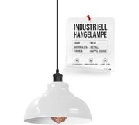 LEDSone Lámpara colgante industrial retro, lámpara de techo, lámpara vintage, iluminación de techo, pantalla de metal para (Blanco, Con bombilla)