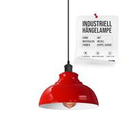 LEDSone Lámpara colgante industrial retro, lámpara de techo, lámpara vintage, iluminación de techo, pantalla de metal para (Rojo, Sin bombilla)