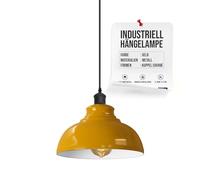 LEDSone Lámpara colgante industrial retro, lámpara de techo, lámpara vintage, iluminación de techo, pantalla de metal para (Amarillo, Con bombilla)