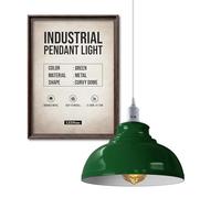 LEDSone Lámpara colgante industrial retro vintage, lámpara de techo, pantalla de metal para restaurante, sala de estar, dormitorio, cocina, bar, pasillo. (Verde)