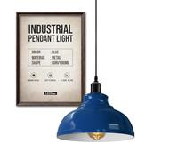 LEDSone Lámpara colgante industrial retro vintage, lámpara de techo, pantalla de metal para restaurante, sala de estar, dormitorio, cocina, bar, pasillo. (Azul marino)