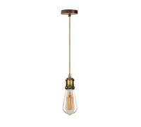LEDSone Lámpara colgante vintage de estilo moderno retro industrial E27, soporte de latón amarillo, trenzado redondo dorado, rosa de techo de latón amarillo, 1 m