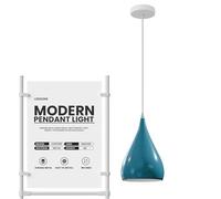 LEDSone Lámpara de techo colgante de lágrima industrial moderna, lámpara colgante roja, diseño de globo ocular, pantallas de luz modernas E27 UK (rojo) (Azul neón)