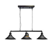 LEDSone Lámpara de techo colgante industrial de 3 luces, cadena ajustable de metal, pantalla cónica E27, accesorio colgante steampunk para cocina, comedor, bar, loft, sala de estar (negro)