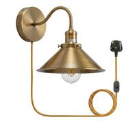 LEDSone Luces de pared enchufables para dormitorio con interruptor de atenuación y cable de 200 cm, base E27, lámpara de pared de noche para interiores, aplique de pared de metal, lámpara de pared