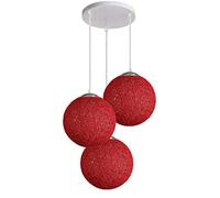 LEDSone Moderna lámpara de techo decorativa de 3 vías, diseño de bola de vid de ratán, lámpara colgante de tres cabezas, decoración del hogar, color rojo