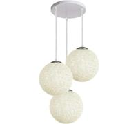 LEDSone Moderno juego de iluminación de 3 vías de ratán con forma de bola de vid para el hogar, Reino Unido, E27, color blanco