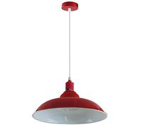 LEDSone Nuevo moderno Lámpara de techo Vintage Lámpara colgante Lámpara vintage industrial Lámpara Colgante Retro de Metal Casquillo E27,Ø32cm Sombra coolie Lámpara colgante ajustable (Rojo)