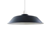 LEDSone Pantalla colgante 36 cm, fácil instalación, estilo industrial loft, metal con placa reductora, lámpara colgante de diseño retro para decoración moderna. (Blanco, 1 Embalar)