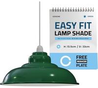 LEDSone Pantalla de lámpara de techo de estilo vintage, fácil de ajustar, estilo retro, moderna, de metal, para colgar lámpara colgante, pantalla industrial de 32 cm (Verde semicurvo, 1 Embalar)