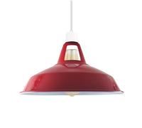 LEDSone Pantalla de metal de fácil ajuste, estilo retro, industrial, para techo, lámpara colgante para lámpara de cocina, comedor, E27, color rojo