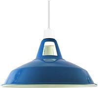 LEDSone Pantalla de metal de fácil ajuste retro industrial para iluminación de techo, lámpara colgante de granero para cocina, comedor, luces E27 (azul)