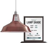 LEDSone - Pantalla de techo industrial para lámpara colgante de techo con forma de cúpula curvada de estilo retro vintage (Negro) (Cobre)