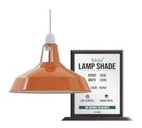 LEDSone - Pantalla de techo industrial para lámpara colgante de techo con forma de cúpula curvada de estilo retro vintage (Negro) (Naranja)