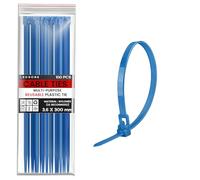 LEDSone Paquete de 100 bridas reutilizables de 3,6 mm x 300 mm, resistentes con resistencia a la tracción de 40 libras, bridas ajustables liberables de color azul, envolturas de corbata de alta