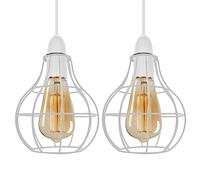 LEDSone Paquete de 2 lámparas colgantes modernas de alambre de metal de fácil ajuste, para cocina, dormitorio (blanco, 2 unidades)