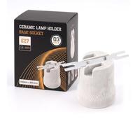 LEDSone Portalámparas de cerámica de porcelana ES27 E27 Edison con soporte de montaje (3 unidades, forma 2)