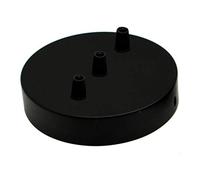 LEDSone Rosa de techo negra de 3 salidas perfecta para cable flexible de tela, placa de montaje de lámpara de techo de metal de 120 mm con accesorios para lámpara de techo y pared. (3 tomas)