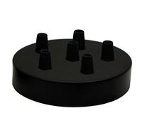 LEDSone Rosa de techo negra de 6 salidas perfecta para cable flexible de tela, placa de montaje de lámpara de techo de metal de 120 mm con accesorios para lámpara de techo y pared. (6 tomas)