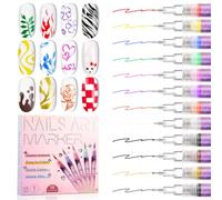 LEDSUUEI 12 colores 3D esmalte de uñas Set - Lápiz de uñas DIY línea arte de uñas graffiti 【0,5 mm Fineliner】 para manicura pintura, diseño de uñas, decoración de manicura, herramientas de manicura