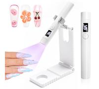 LEDSUUEI Mini lámpara de uñas inalámbrica [batería de larga duración] Luz UV portátil de mano para uñas de gel recargable con soporte y pantalla LCD, secado rápido con flash LED secador de uñas para