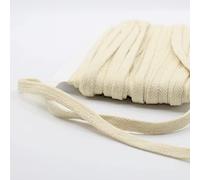 LEDUC Cuerda Plana de algodón Trenzado de 10 Colores Disponibles, 1 cm 20 m para Costura, Sudadera con Capucha, chándales, Color Blanco (B)