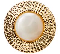 LEDUC Exterior Botones con Perlas en el Centro de plástico, Sintético, latón/Blanco, Talla 28 Lin, 20 Piezas