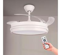 LEDUNI Ventilador de Techo LED con Aspas Retráctiles Control Remoto,66W 2880LM Luz Integrada, Color Blanco CCT 3000-4000-6000K (Blanco Alan)