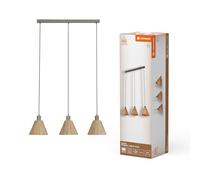 LEDVANCE 3 luces Decor Raffia Linear verde de rafia y metal, E27, 845 mm de longitud, pantalla de material reciclado, sostenible gracias a una fuente de luz reemplazable, fácil de instalar