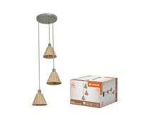 LEDVANCE 3 luces Decor Raffia Plate verde de rafia y metal, E27, 430 mm de diámetro, pantalla de material reciclado, sostenible gracias a una fuente de luz reemplazable, fácil de instalar