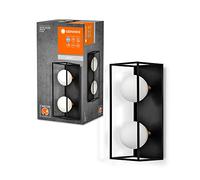 LEDVANCE Aplique de baño cuadrado DECOR, 350X150 IP44, negro, casquillo G9 para recambio de lámpara, puede equiparse con lámpara normal o inteligente, protección IP20