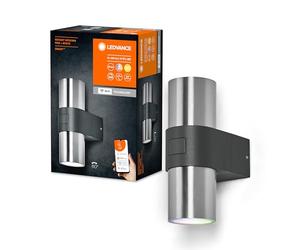 LEDVANCE Aplique de exterior WiFi SMART+, 10W, 800lm, plateado, con luz blanca cálida (3000K) y 16 mill. de colores, con cabezal direccional, controlable por app, compatible con Amazon, Google, etc.
